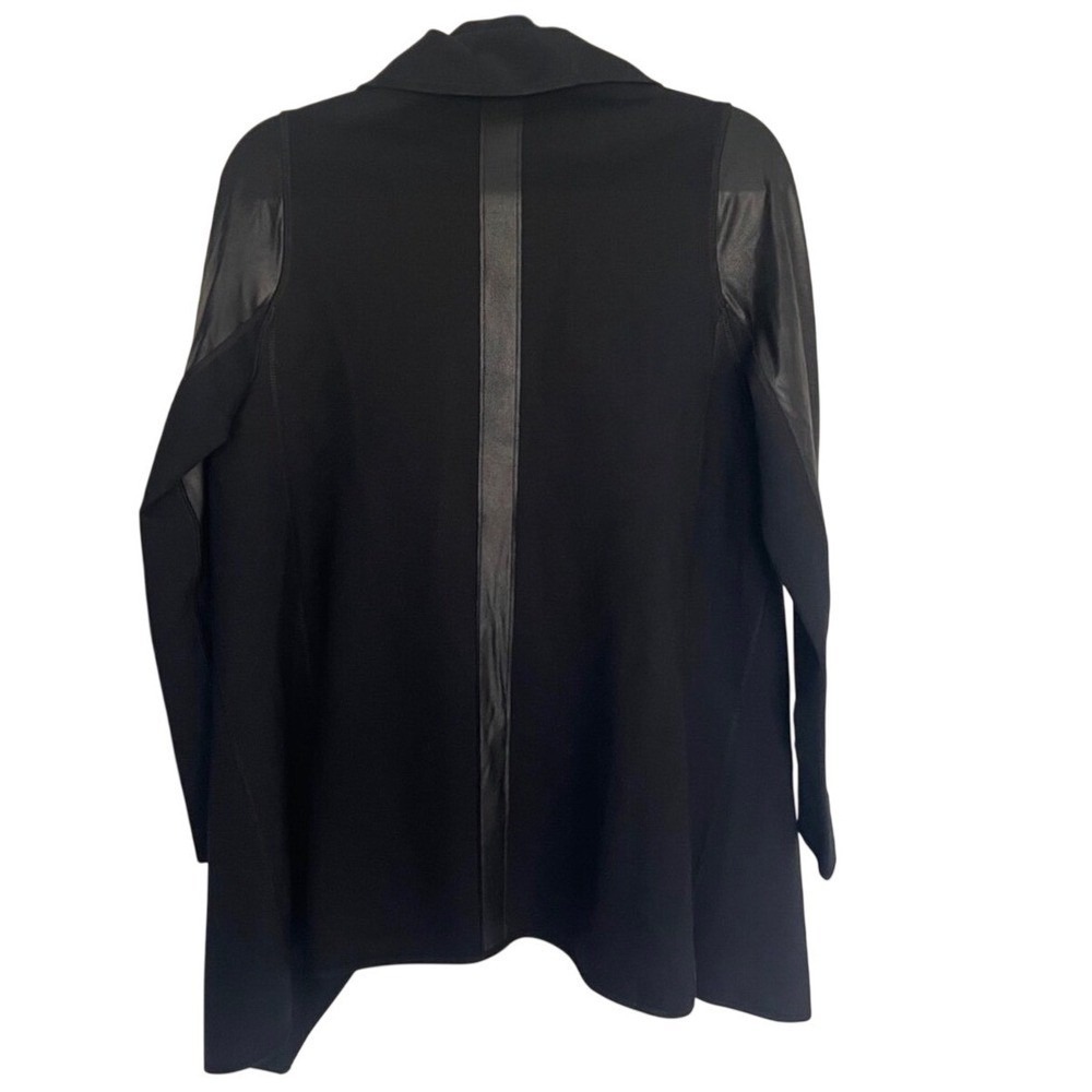 SPANX Faux Leather Convertible Jacket Black Coat Open Front Snap Womens 3X - Picture 5 of 7
